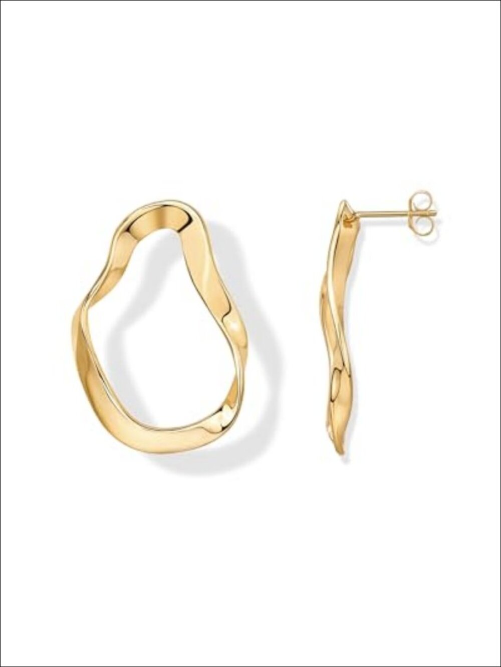 14K Gold Plated 925 Sterling Silver Wavy Chunky Hoop Earrings